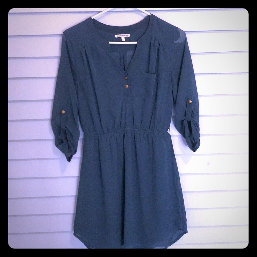 2 for $15/ Turquoise waist-defined shirtdress